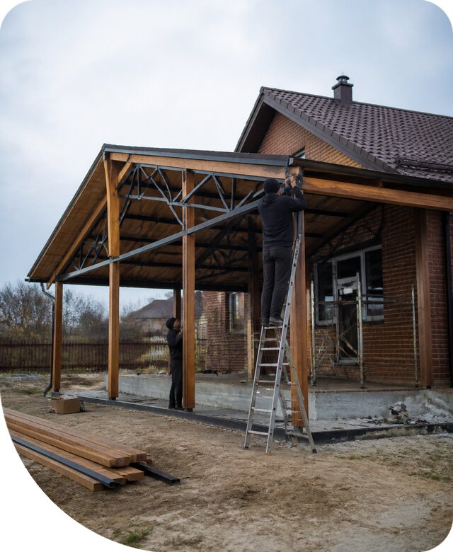 Пристройка навеса к дому и участку в Михайловке под ключ